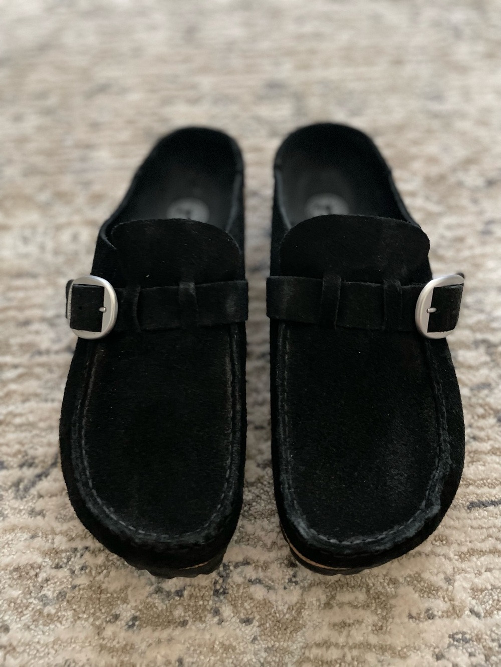 Birkenstock Buckley Mules Black Suede 41 Womens 10 Slip on Clogs Moccasins - Picture 2 of 8